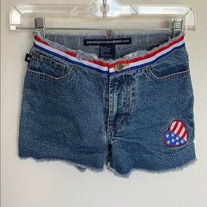 Ready for the 4th of July girls raw edge shorts